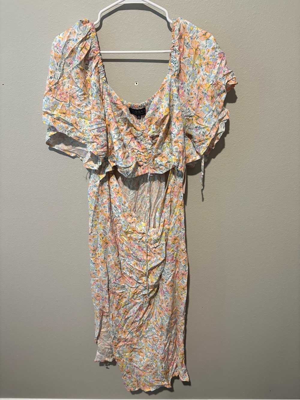 Eloquii Pastel Floral Ruffled Midi Dress